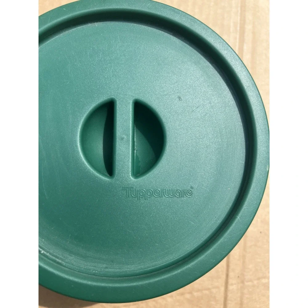 Vintage Tupperware Round Food Storage Containers with Green Lids -‎ Set of 2